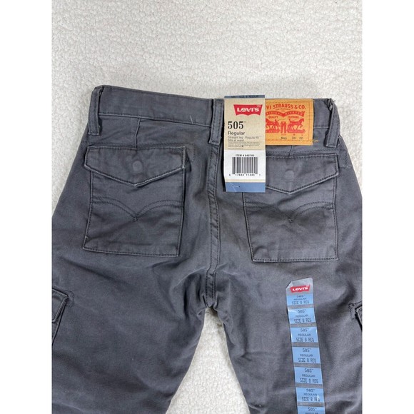 NWT Levis 505 Khaki Men's Size 8 24X22 Gray Regular Fit Cargo Pants - Picture 4 of 8